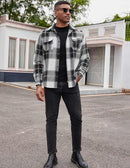 C9072R068 COOFANDY MEN'S FLANNEL SHIRT, SIZE: MEN M, COLOR: BLACK-BLOCK - Like New