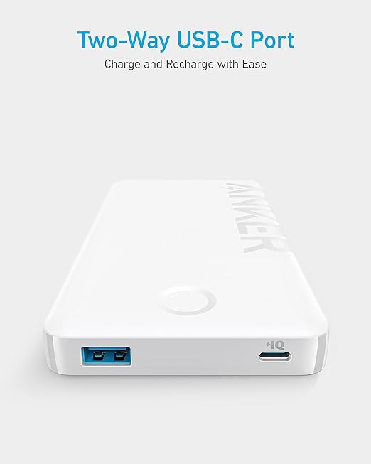Anker Power Bank 10,000mAh Portable Charger PowerCore A1334 - White - Like New