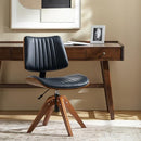 HULALA HOME FAUX LEATHER SWIVEL DESK CHAIR NO WHEELS BENTWOOD BSJX1313 - BLACK - Like New