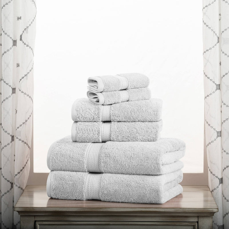BIBB HOME SUPERIOR EGYPTIAN COTTON PILE HEAVYWEIGHT 6-PIECE SET SILVER/SEAL GRAY - Brand New