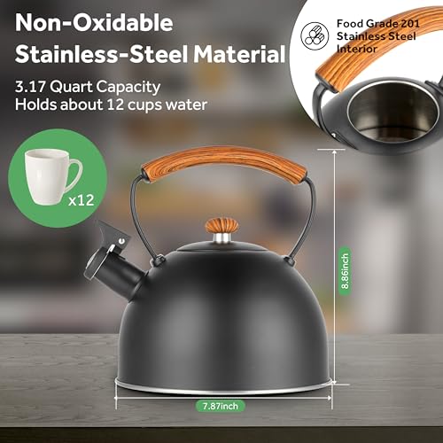 YSSOA WHISTLING STOVETOP TEA KETTLE 3.2 QUART STAINLESS STEEL TEAPOT HOT WATER - Like New