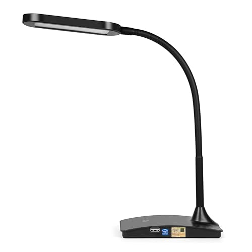 TW LIGHTING IVY LED DESK LAMP WITH USB PORT FOR HOME OFFICE SUPER BRIGHT - BLACK - Like New