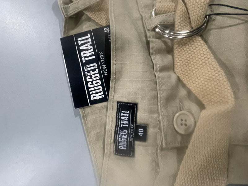 RUGGED TRAIL STRETCH FABRIC, CARGO SHORTS - SIZE: MEN 40 - KHAKI - Brand New