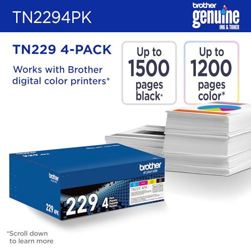 Brother Genuine TN2294PK Standard Yield 4-Pack Printer Toner Cartridges - Like New