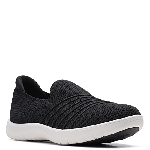 CLARKS WOMEN'S ADELLA STEP SNEAKER SIZE: WOMEN 8.5 BLACK/WHITE - Like New