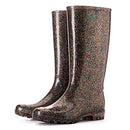 KomForme Women Knee High Waterproof Rain Boots, Glitter Dark, Size 8 - Like New