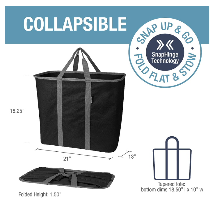 CleverMade Collapsible Laundry Basket BLACK/GREY 2 Pack 7070-0006-0011 - Like New