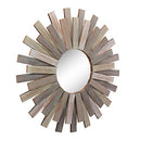 STONEBRIAR LARGE ROUND 32" WOODEN SUNBURST WALL MIRROR ATTACHED HANGING BRACKET - Brand New