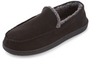 FLOOPI MEN’S CLASSIC MICROSUEDE MOCCASIN SLIPPER SIZE 9-10 - SIZE: MEN M - BLACK - Like New