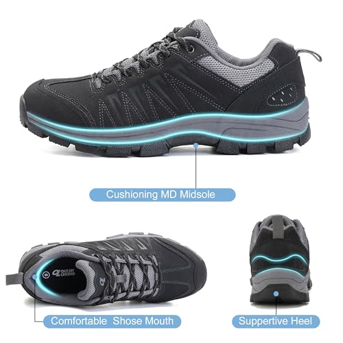 OL OUTJET LEGEND MEN WATERPROOF HIKING SHOES LEATHER COMFORTABLE LIGHTWEIGHT - Brand New