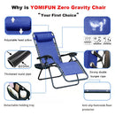YOMIFUN ZERO GRAVITY CHAIR WITH REMOVABLE PILLOW AND SIDE TABLE - COBALT BLUE - Like New