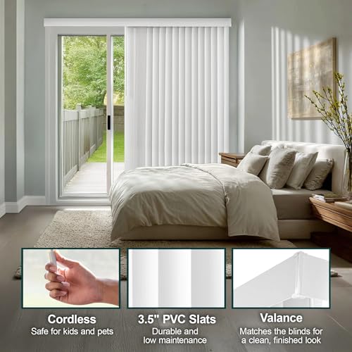 CHICOLOGY VERTICAL BLINDS DOOR BLINDS BLINDS SHADES BLACKOUT VBOW7884 - WHITE - Like New