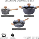 Country Kitchen Cookware Sets 6 Piece Pots Pans Handles YCAPL248 - Speckled Gray - Like New
