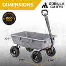 GORILLA CARTS HEAVY-DUTY POLY DUMP CART 5 CU FT TUB 800 LB HAUL CAPACITY - GRAY - Like New