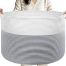 CLENCLEVER XXL LARGE LAUNDRY BASKET 90L SOFT COTTON ROPE BASKET WHITE/GRAY - Brand New