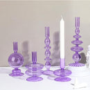 RTTERI 5 PCS GLASS CANDLESTICK HOLDERS COLORFUL GLASS TAPER 3171 - PURPLE - Like New
