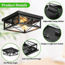 KONDRAS 2-PACK 2-Light Industrial Square Flush Mount Ceiling Light - Black - Brand New