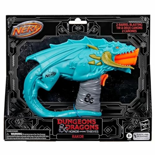 NERF DUNGEONS DRAGONS RAKOR BLASTER 4 ELITE 2.0 DARTS KIDS AGE 8 & UP - TEAL - Brand New