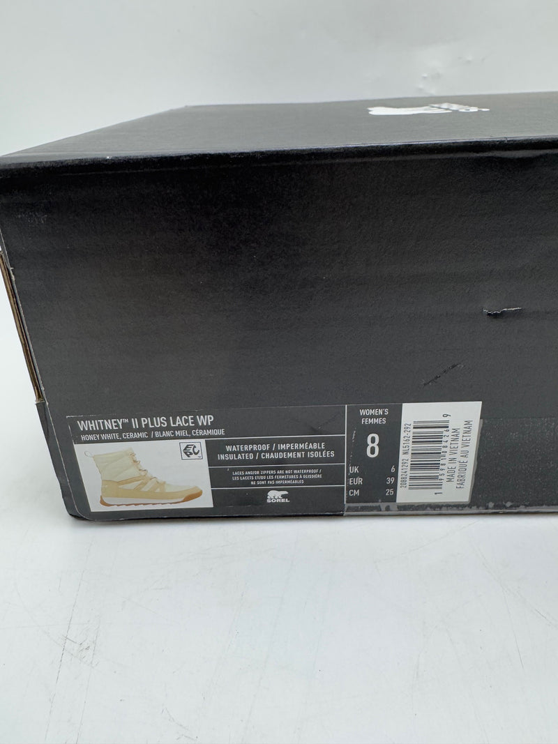 2088241 SOREL Women Whitney ll Plus Lace Waterproof Boot Honey White/Ceramic 8 - Brand New