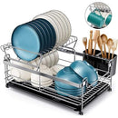 HOMEMAXS DISH DRYING RACK 2 TIER SMALL KITCHEN DISH RACK - STAINLESS STEEL - Like New