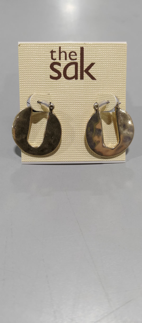 THE SAK SMALL CUT OUT HOOP EARRINGS - GOLD - Brand New