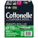 Cottonelle GentlePlus Flushable Wet Wipes Aloe & Vitamin E 8 Packs - 336 Wipes - Brand New