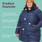13020 MARMOT Women's Montreal Mid-Thigh Length Down Puffer Coat Arctic Navy 1X - Brand New