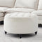 IMMULIZE 30" Round Storage Ottoman, Button Circle Lid, Large Footrest - Cream - Like New