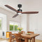 FM1005A-3A52-B2 Natural Solid Wood Ceiling Fan Light 52" No Remote Black Walnut - Like New