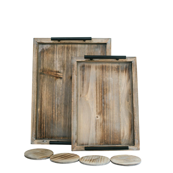 SUMMIT LIVING DECORATIVE OTTOMAN SET OF 2 - RUSTIC BROWN - Like New