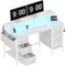 J&L 47 INCH GAMING DESK WITH DRAWERS & STORAGE SHELVES - WHITE - Like New