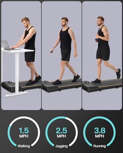 UMAY UNDER DESK TREADMILL WITH INCLINE, MINI WALKING PAD, S1 - BLACK/ORANGE - Like New