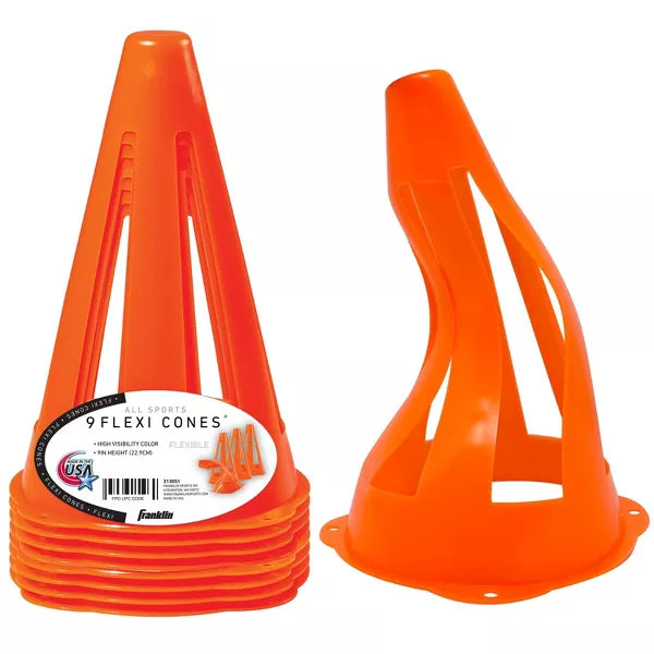 FRANKLIN SPORTS MLS FLEXI CONES 4CT POLYETHYLENE FIELD EQUIPMENT - BRIGHT ORANGE - Like New