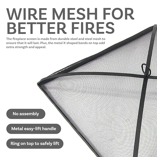 Sunnydaze Heavy-Duty Steel Mesh Fire Pit Spark Screen Cover - 36" Square - Black - Like New