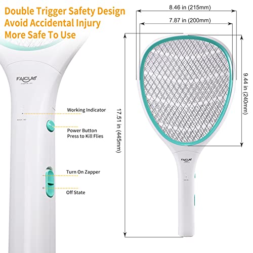 FAICUK 2 PACK BUG ZAPPER RACKET ELECTRIC FLY SWATTER - WHITE/LIGHT GREEN - Like New