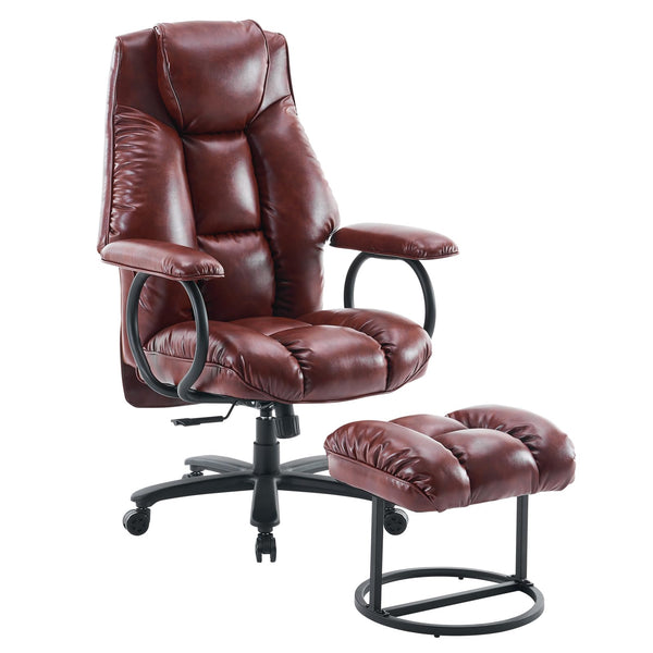 ATMILD OFFICE CHAIR BIG AND TALL HIGH BACK EXECUTIVE CHAIR WITH OTTOMAN - BROWN - Like New