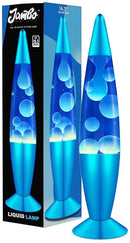 JAMBO 16" Beautiful Lamp- Blue with White/Blue Wax, Relaxing Liquid Light - Like New