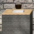Homestyles Boca Raton Outdoor Acacia Wood Wicker Rattan End Table - Grey - Brand New