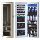 LVSOMT LED Mirror Jewelry Cabinet, Wall/Door Mount Jewelry Armoire/Organizer - Like New