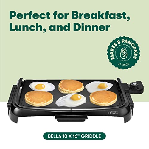 BELLA ELECTRIC GRIDDLE WITH CRUMB TRAY SMOKELESS INDOOR GRILL ZJ-8603 - BLACK - Like New