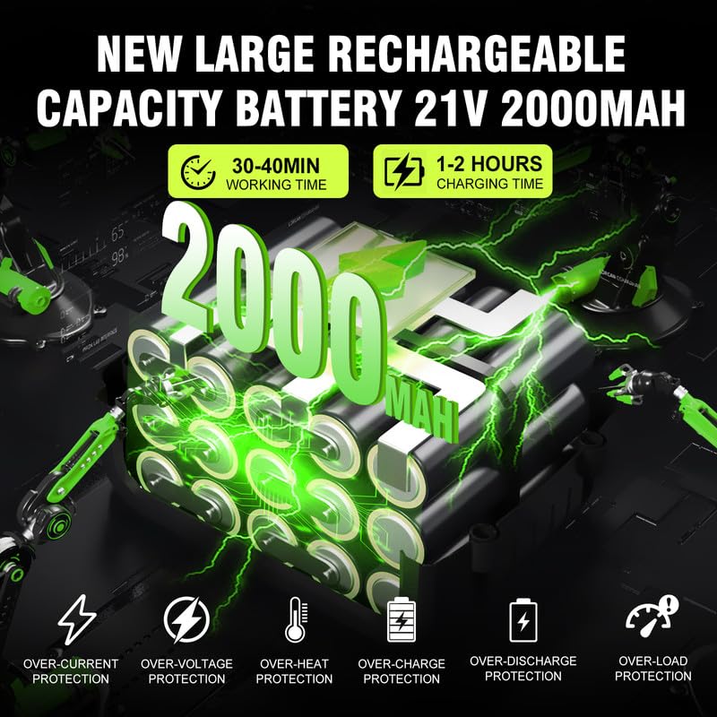 DEVENBO 6 INCH MINI CHAINSAW, CORDLESS WOOD CUTTING WITH BATTERIES - GREEN - Like New