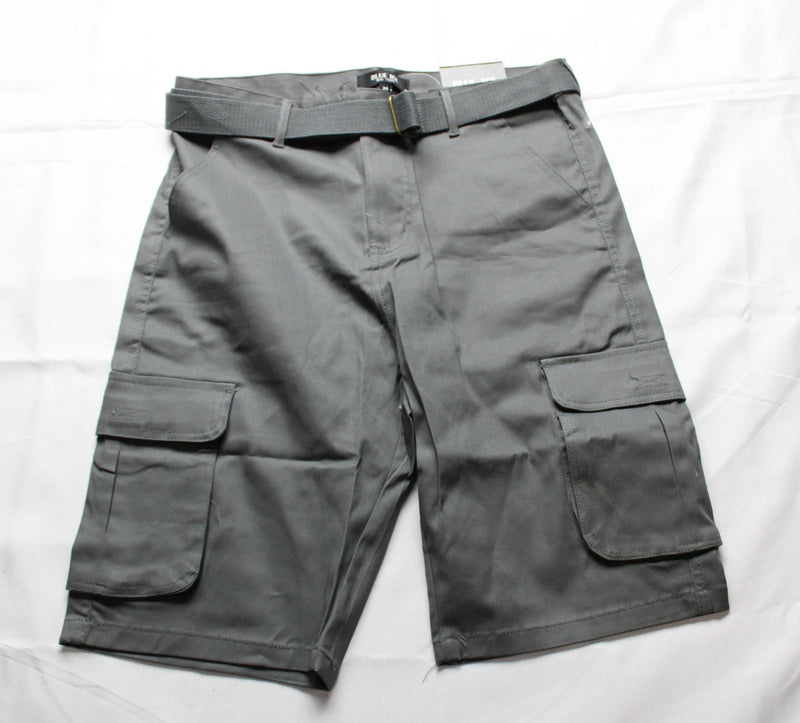 RUGGED TRAIL MEN'S CARGO 4-WAY STRETCH BELTED SHORTS - SIZE: MEN 34 - GRAY - Like New
