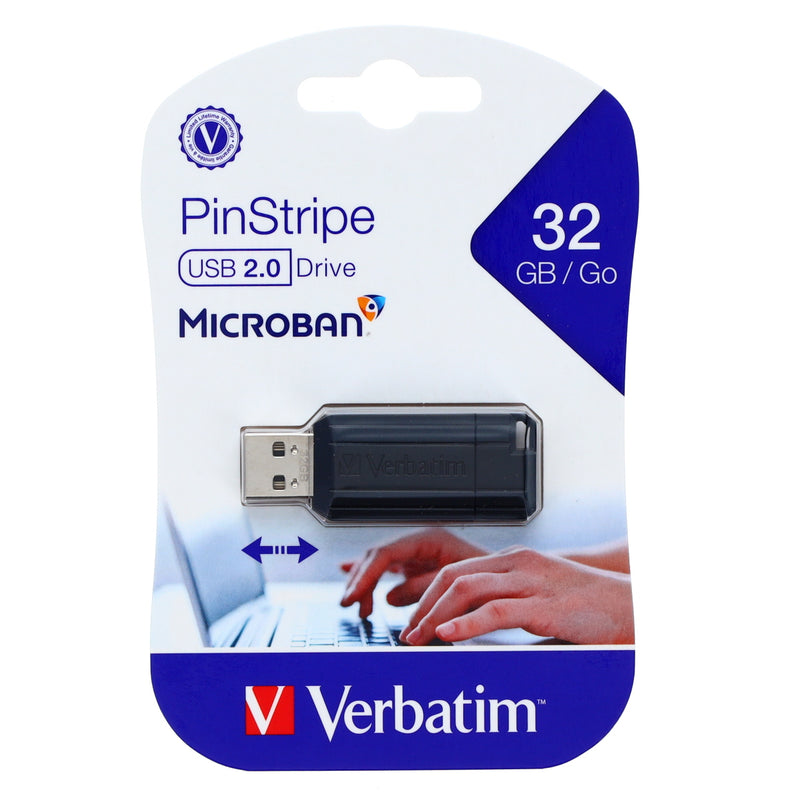 32GB PinStripe USB Flash Drive Black