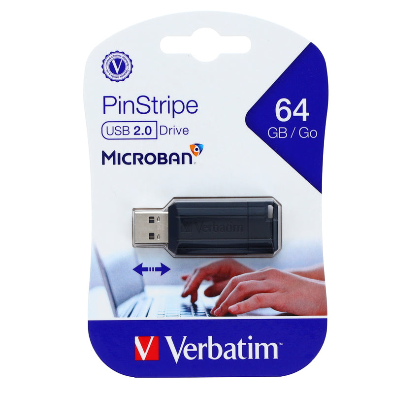 64GB Pinstripe USB Flash Drive Black