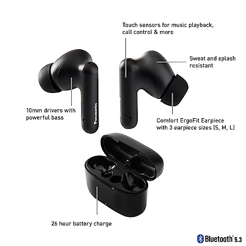 PANASONIC TRUE WIRELESS EARBUDS HEADPHONES XBS POWER RZ-B110W - BLACK New