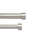 UMBRACAPPA DOUBLE CURTAIN ROD, 2 MATCHING FINIALS, 66 TO 120-INCH 1014401 NICKEL - Like New