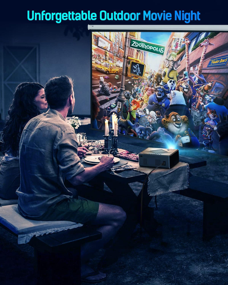 HISION Projector 4K WiFi Bluetooth Outdoor Projectors 1080P Native HI-06 - Black - Like New