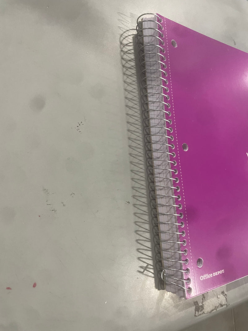 OFFICE DEPOT WIREBOUND NOTEBOOK 8" X 10-1/2", 5 SUBJECTS 180 SHEETS - PURPLE - Like New