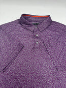 PGA TOUR MEN SHORT SLEEVE PRINTED GOLF POLO SHIRT, SIZE LARGE, PURPLE PVKFBO64RS Like New