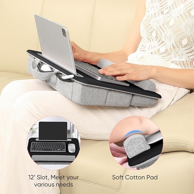 Adjustable Laptop Lap Desk Lap Desk Cushion Storage Function Cubbies LAP01 Like New